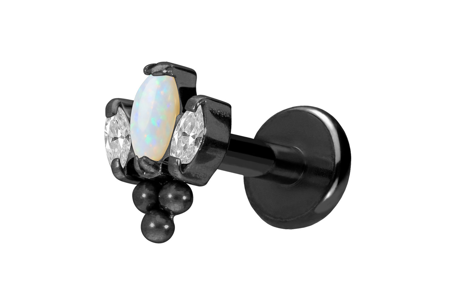 Titan Labret Piercing mit Push Fit LOTUSBLÜTE + 3 KUGELN